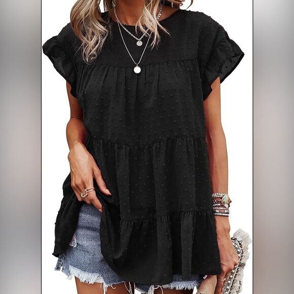Kirundo Cap Sleeve Baby Doll Top - Large - NWT - Picture 1 of 11